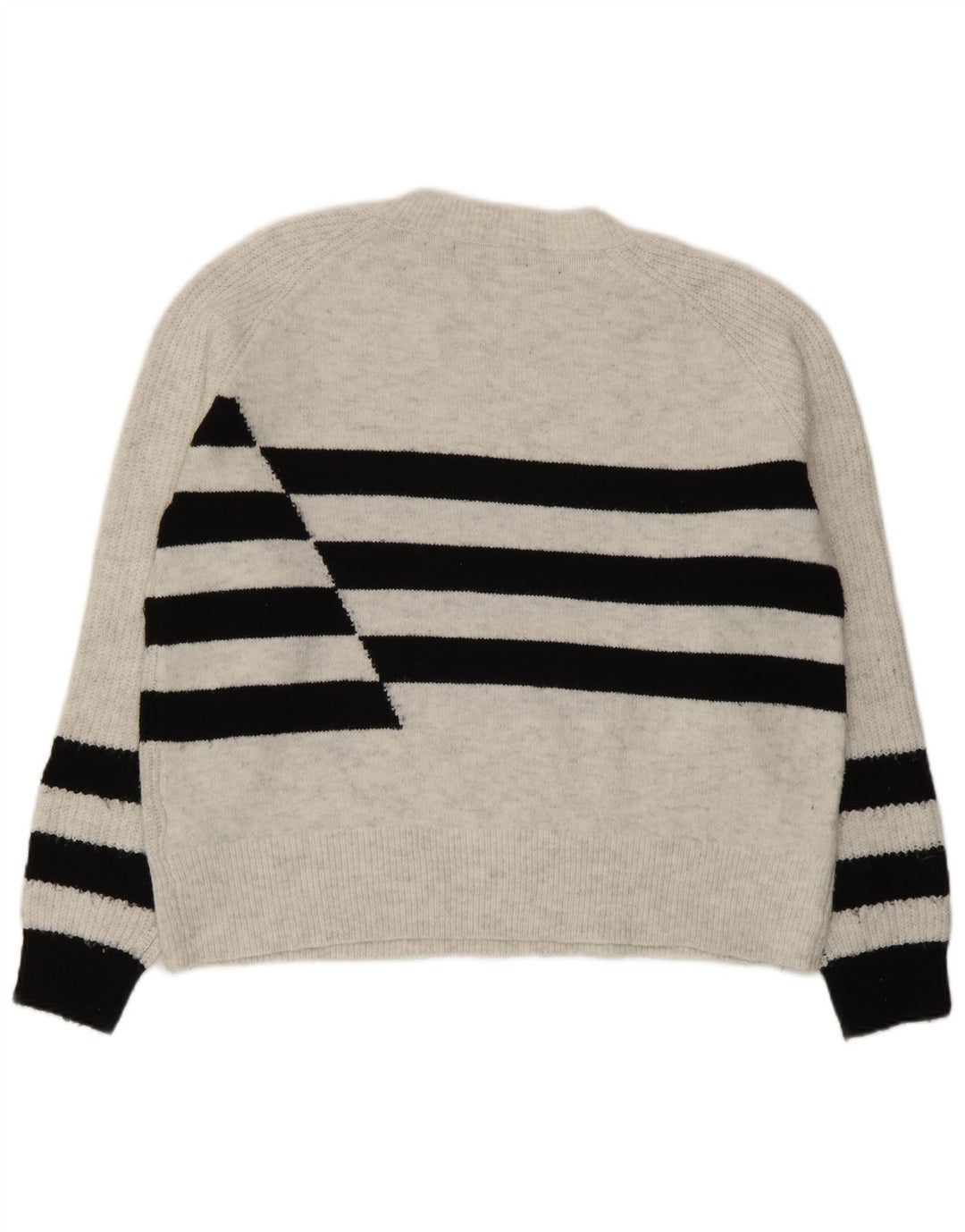 Pulover pentru femei Marks & Spencer cu decolteu triplu UK 14 Medium Gri cu dungi