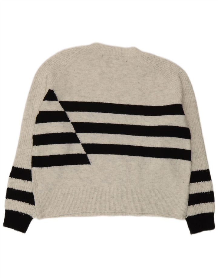 Pulover pentru femei Marks & Spencer cu decolteu triplu UK 14 Medium Gri cu dungi