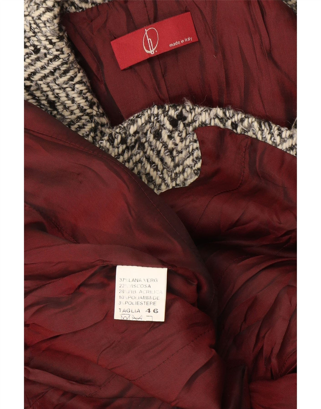 Jachetă vintage pentru femei, cu 2 nasturi, IT 46, lână mare, gri cu oase