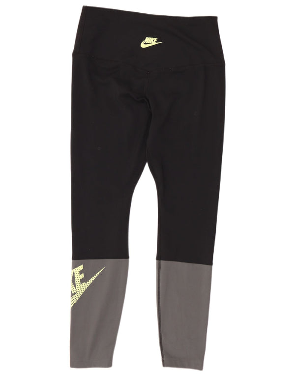 Leggings NIKE Dri Fit Graphic pentru femei UK 14 Medium Black Colorblock
