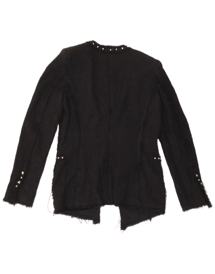 Jachetă Blazer pentru femei Zara UK 12, bumbac mediu negru