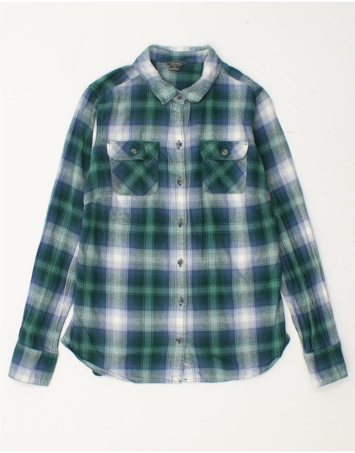 Cămașă de flanel pentru femei EDDIE BAUER UK 10, bumbac cu check verde mic