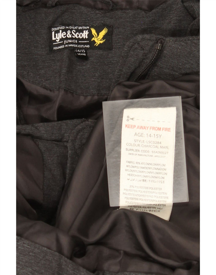 Jachetă căptușită cu glugă Lyle & Scott pentru băieți 14-15 ani, nailon gri