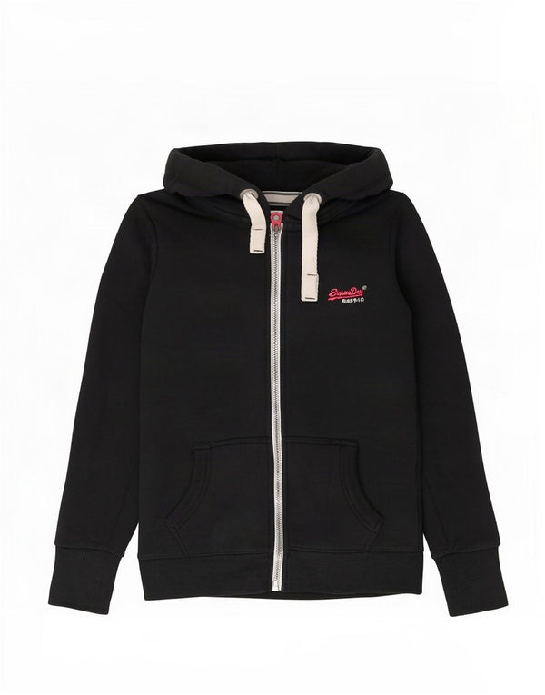 Pulover Superdry pentru femei cu fermoar, UK 10, bumbac negru