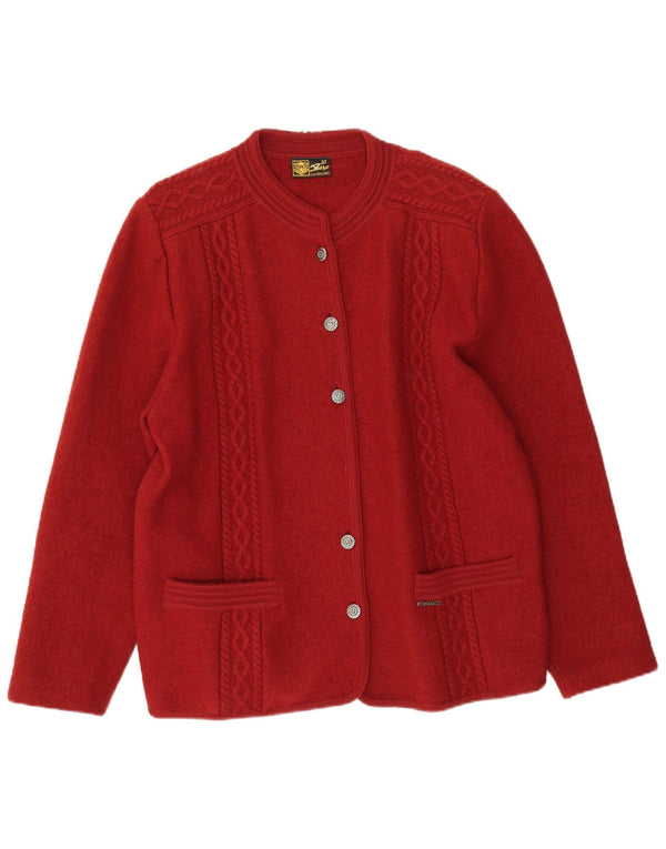 Pulover Cardigan Zero Femei IT 52 2XL Roșu Lână Nouă