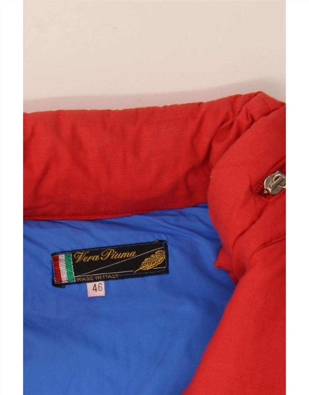 Jachetă căptușită cu glugă vintage pentru bărbați IT 46 Small Red Colorblock Poliester