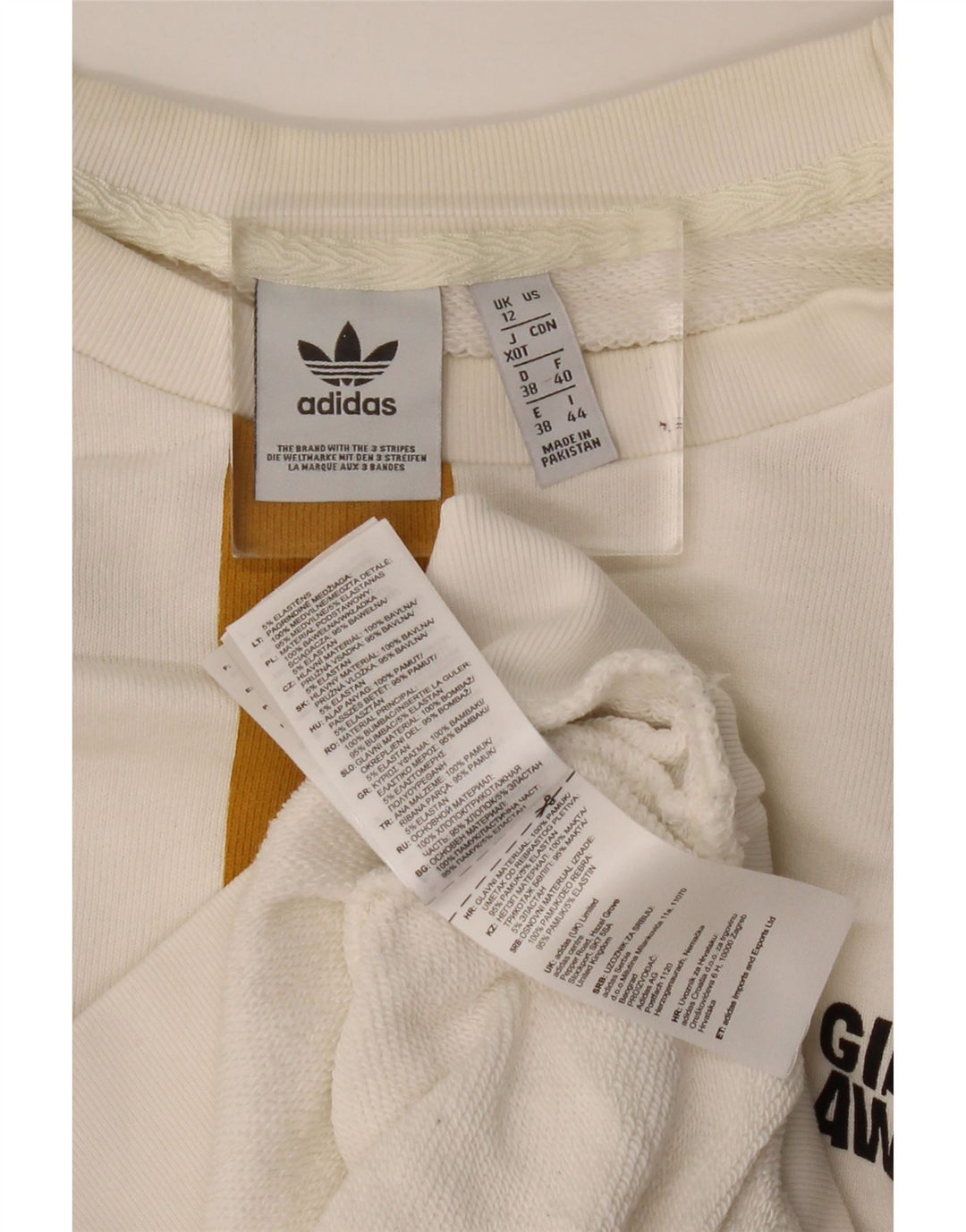 Pulover supradimensionat pentru femei ADIDAS UK 12 Medium White Colorblock