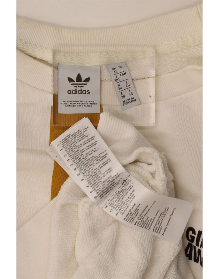 Pulover supradimensionat pentru femei ADIDAS UK 12 Medium White Colorblock