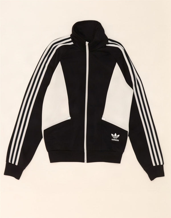 Jachetă de top pentru trening Adidas pentru femei UK 10 Mic, negru, poliester color bloc