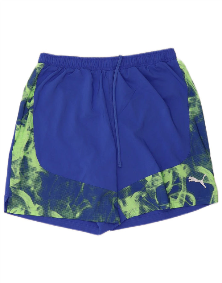 Pantaloni scurți sport PUMA pentru bărbați, poliester de camuflaj, albastru mediu