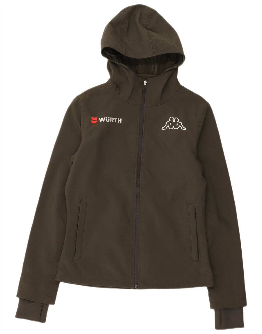 Jachetă Windbreaker cu glugă pentru femei Kappa Wurth UK 14 Poliester kaki mediu