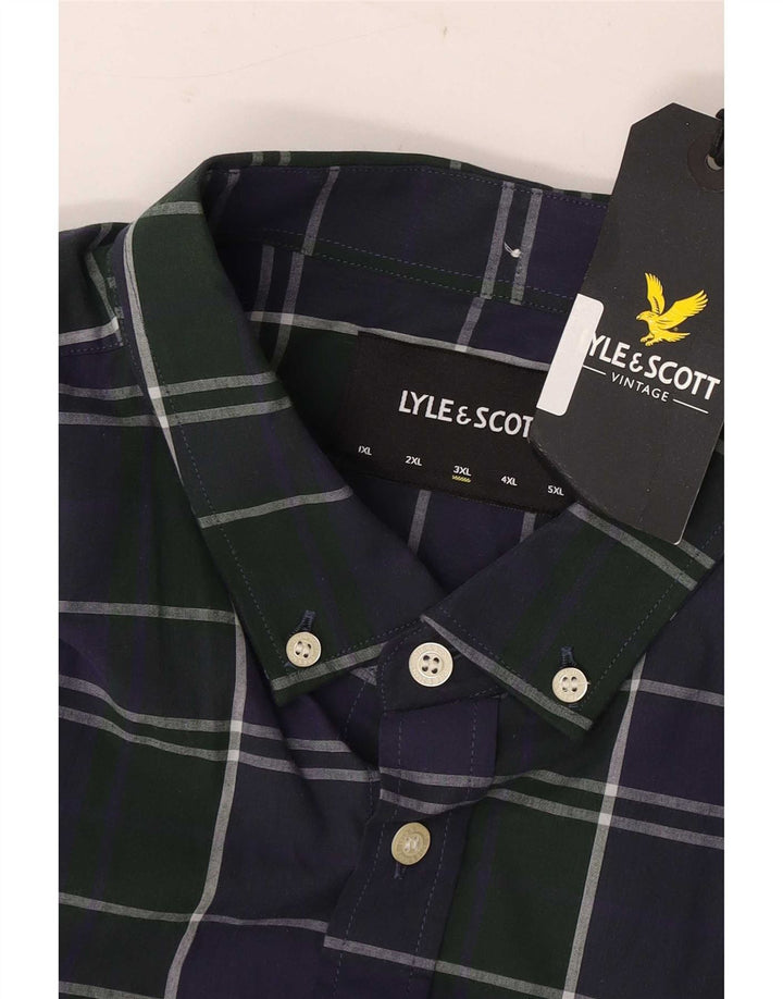 Cămașă pentru bărbați Lyle & Scott 3XL, bumbac cu carouri bleumarin