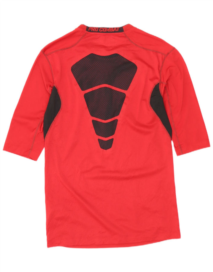 Top grafic pentru femei NIKE cu mâneci 3/4 UK 14, mare, roșu, poliester color bloc