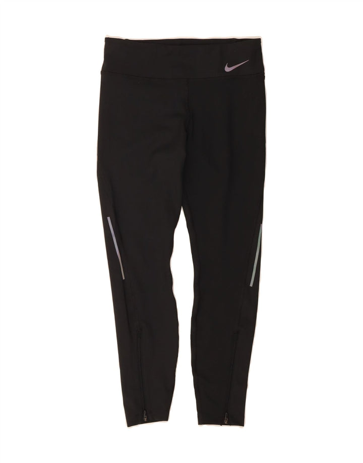 NIKE Womens Dri Fit Crop Leggings UK 14 Medium  Black Polyester Vintage Nike and Second-Hand Nike from Messina Hembry 