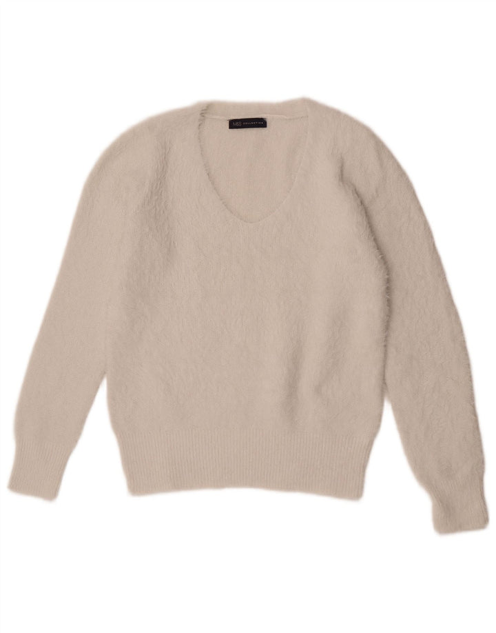 Pulover cu decolteu în V pentru femei Marks & Spencer UK 12 Medium Off White