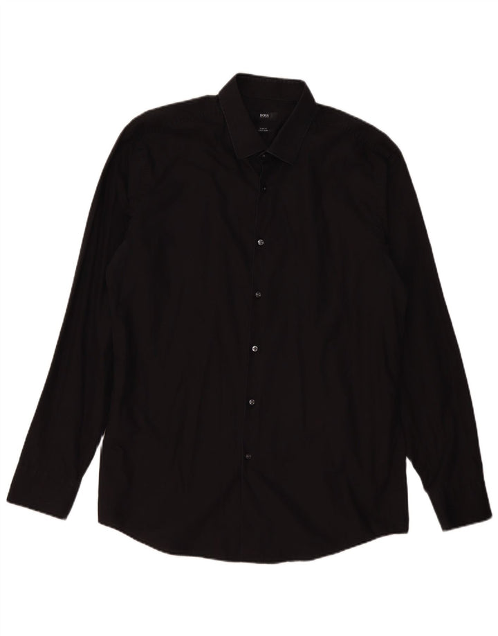 Cămașă pentru bărbați HUGO BOSS Slim Fit Mărimea 43 17 XL Bumbac negru