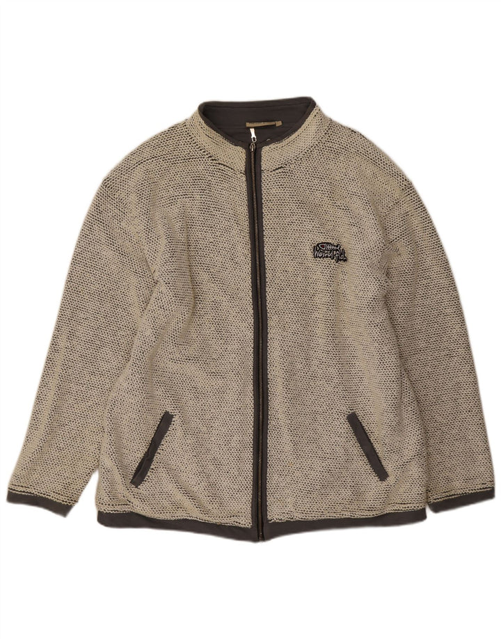 Weird Fish Mens Tracksuit Top Jacket Large Beige Cotton