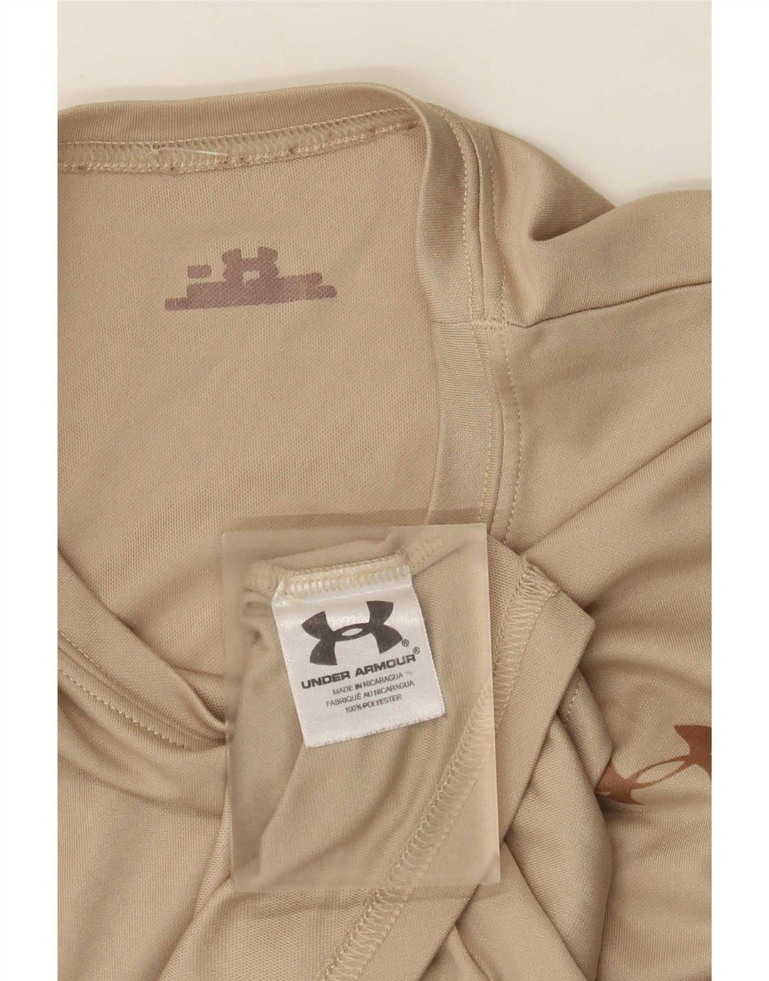Under Armour Mens T-Shirt Top Medium Beige Polyester Sports