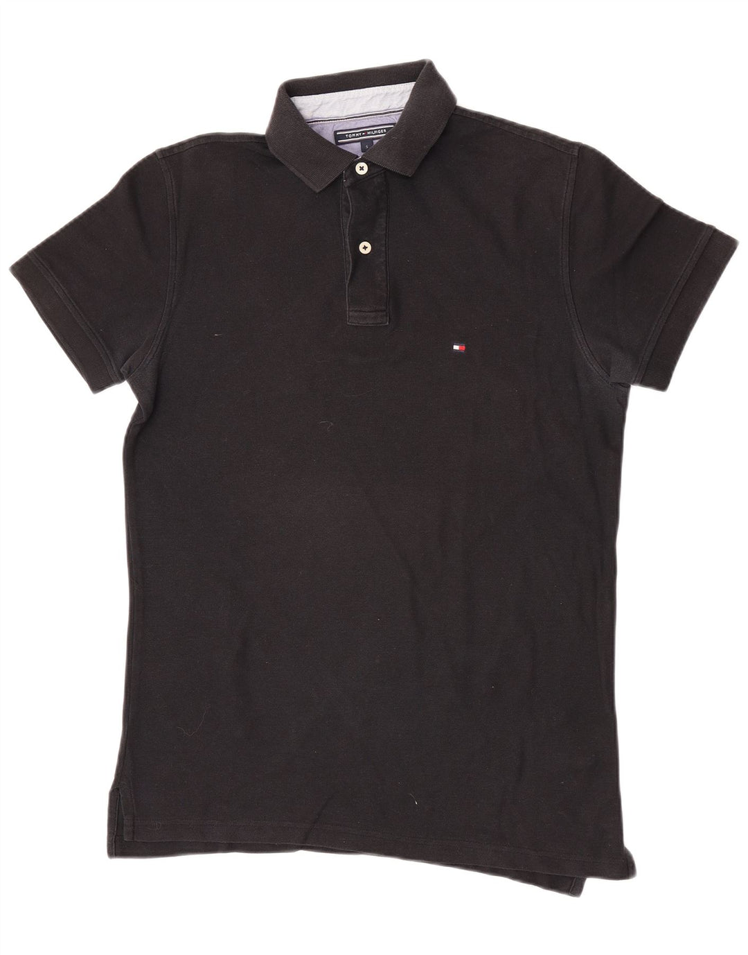 Cămașă polo Tommy Hilfiger pentru bărbați, bumbac negru mic