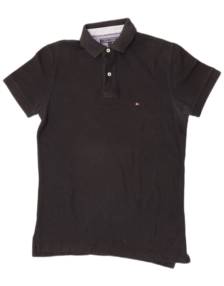 Cămașă polo Tommy Hilfiger pentru bărbați, bumbac negru mic