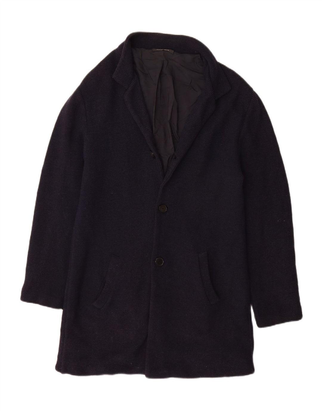 Pardesiu tricot pentru bărbați Zara UK 40 mare, albastru bleumarin, bumbac