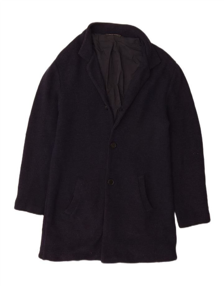 Pardesiu tricot pentru bărbați Zara UK 40 mare, albastru bleumarin, bumbac