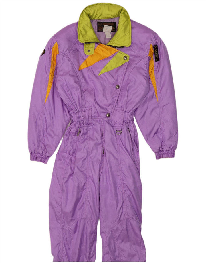 Salopetă de schi cu glugă pentru femei Descente EU 38 Violet mediu Nailon color bloc