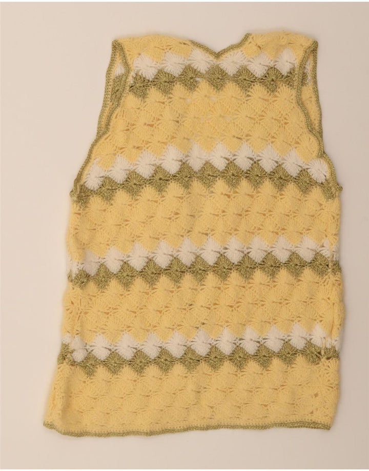 VINTAGE Womens Cardigan Sweater UK 14 Medium Yellow Argyle/Diamond Vintage Vintage and Second-Hand Vintage from Messina Hembry 