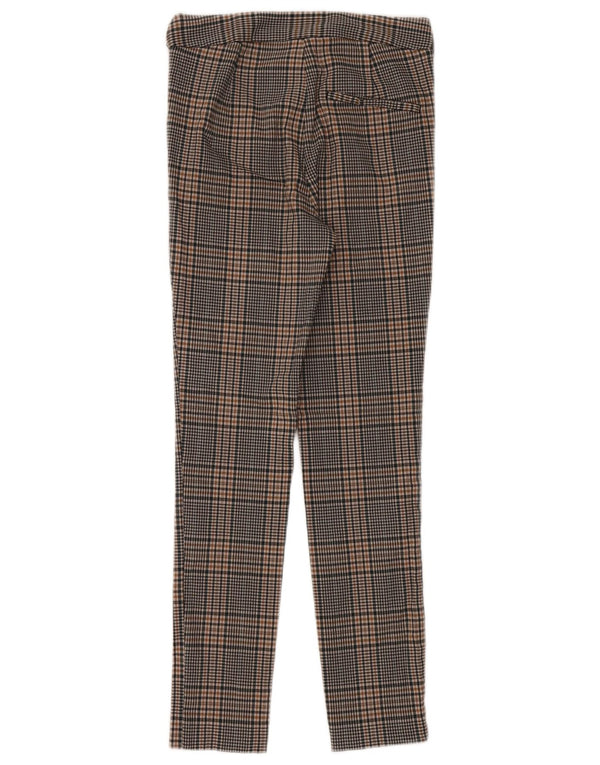 Pantaloni chino slim pentru femei Zara XS W24 L26 Brown Check Viscose