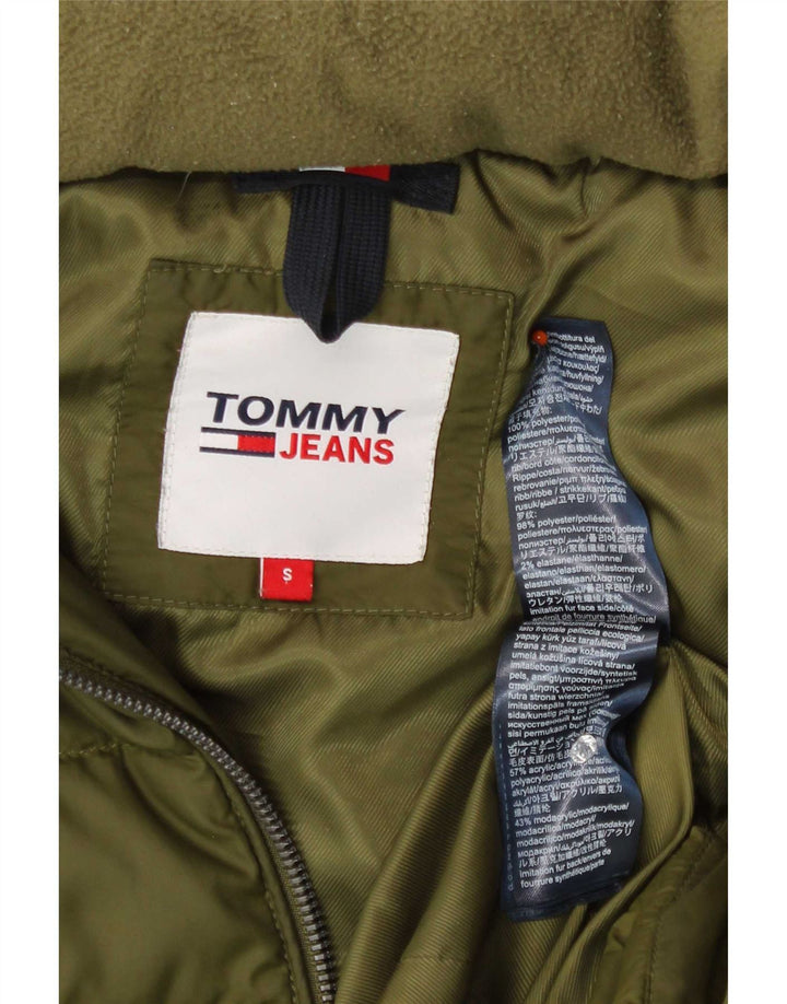 Jachetă căptușită cu glugă pentru femei Tommy Hilfiger UK 10 Poliester kaki mic