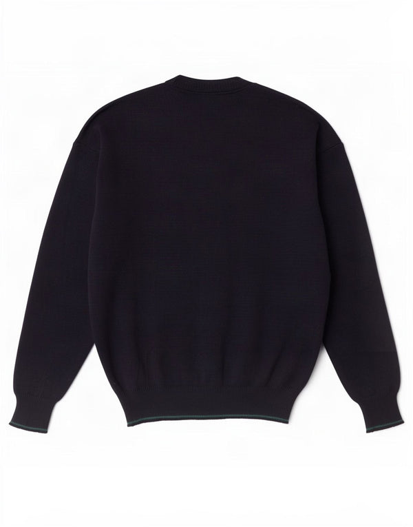 Vintage Mens V-Neck Jumper Sweater Medium Navy Blue Spotted Polyacrylic