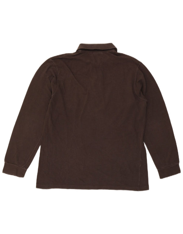 Tricou polo pentru bărbați Lacoste cu mânecă lungă, mărimea 4, bumbac maro mediu