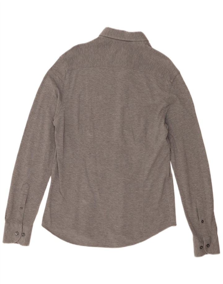Cămașă Massimo Dutti pentru bărbați, gri mediu cu pete