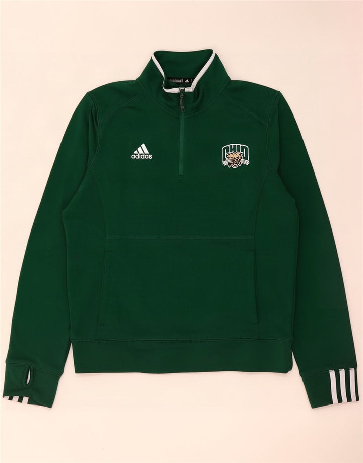 Hanorac Adidas pentru bărbați Ohio, cu fermoar, cu gât, verde mediu