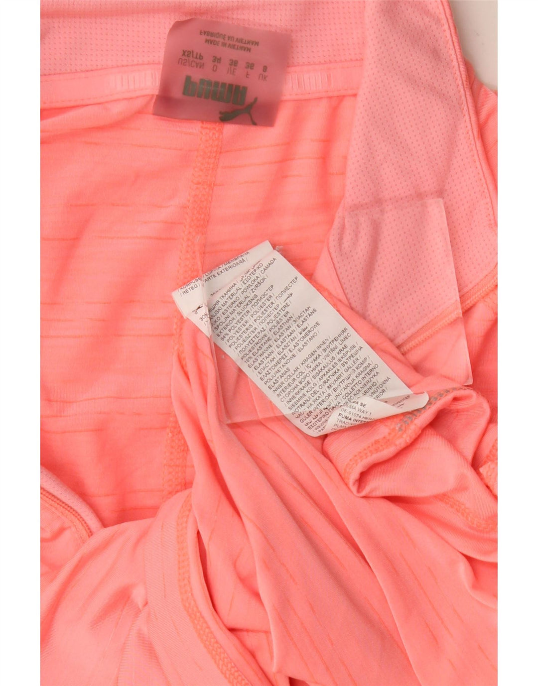 Tricou PUMA pentru femei, cu fermoar, cu gât, cu mânecă lungă, UK 8, poliester roz mic