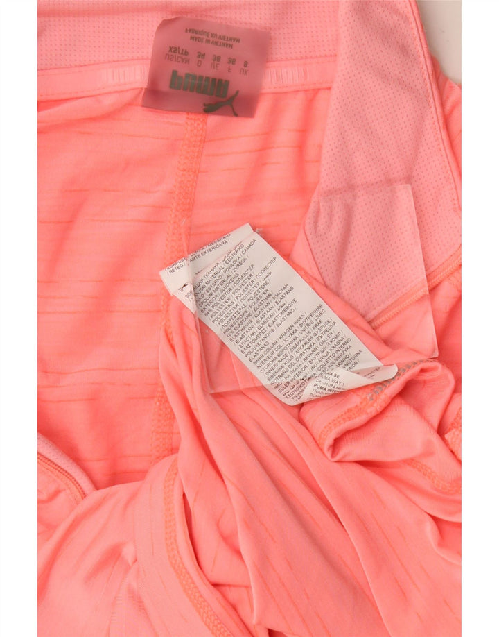 Tricou PUMA pentru femei, cu fermoar, cu gât, cu mânecă lungă, UK 8, poliester roz mic