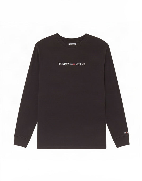 Top grafic pentru bărbați Tommy Hilfiger cu mânecă lungă XL, bumbac negru
