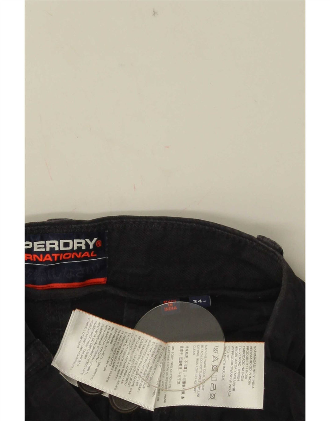 Pantaloni scurți chino pentru bărbați Superdry W34, bumbac negru mare
