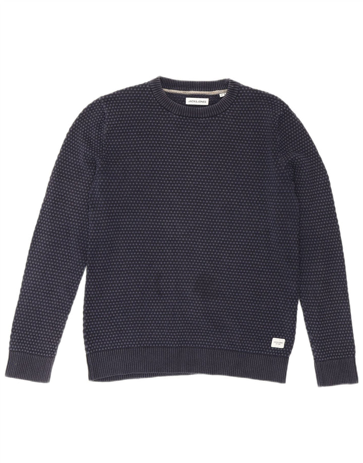 Pulover Jack & Jones pentru bărbați cu gâtul turnat, mijlociu, bleumarin, cu buline