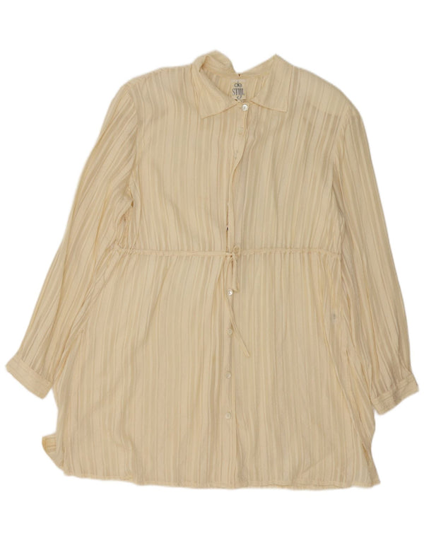Rochie cămașă supradimensionată pentru femei vintage UK 14 Mătase cu dungi galbene medii