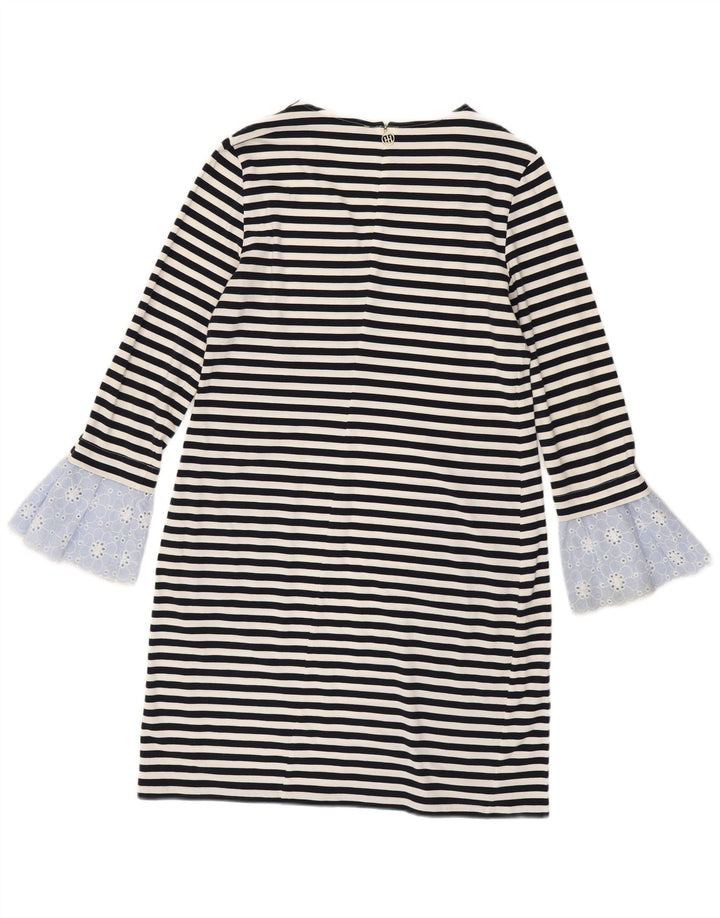 Tommy Hilfiger Femei Shift Dress UK 12 Medium Black Striped Bumbac