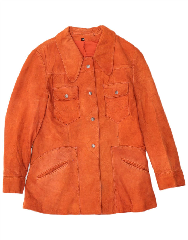 Jachetă vintage de piele intoarsa pentru femei IT 38 XS Portocaliu