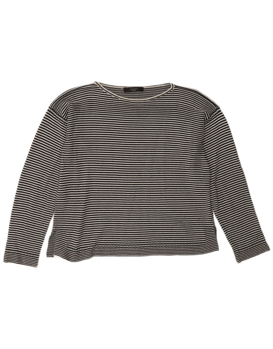 Max Mara Top de weekend pentru femei cu mânecă lungă UK 16, mare, negru, cu dungi
