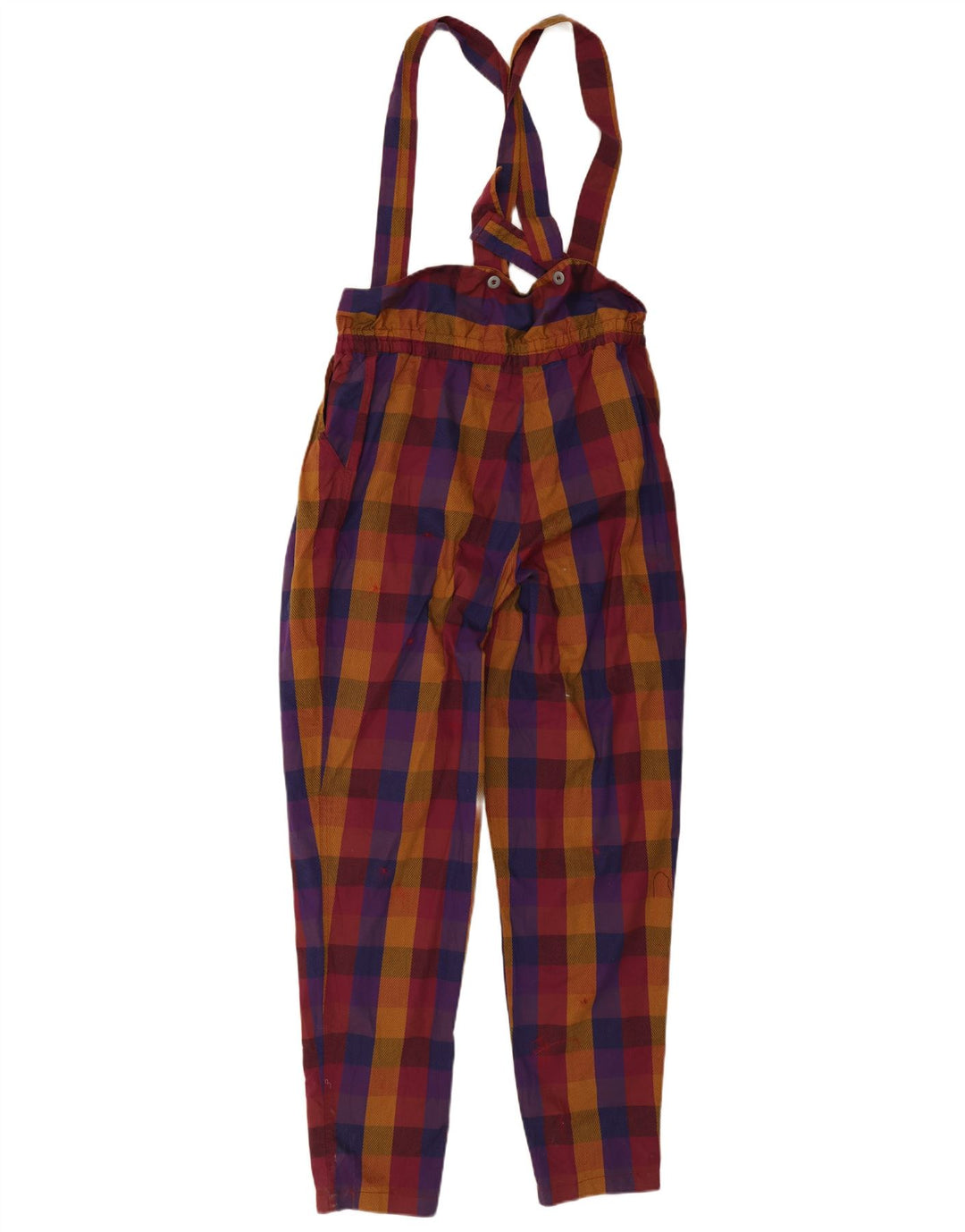 VINTAGE Pantaloni Salopete Femei EU 38 Medium L32 L33 Multicolor Check