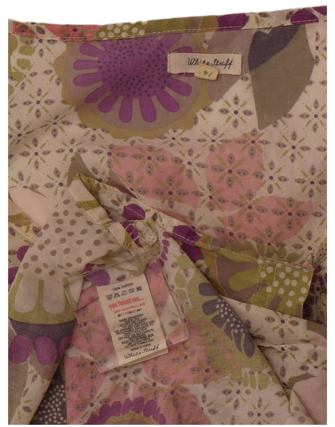 WHITE STUFF Rochie de bază pentru femei UK 14 Medium Purple Floral Bumbac