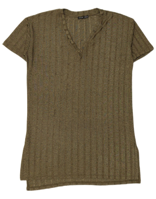 Tricou cu paragate Zara pentru femei Top UK 14 Medium Green Flecked
