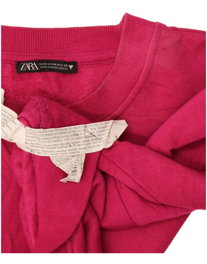 Pulover pentru femeie Zara Crop Pulover UK 14, bumbac roz mediu