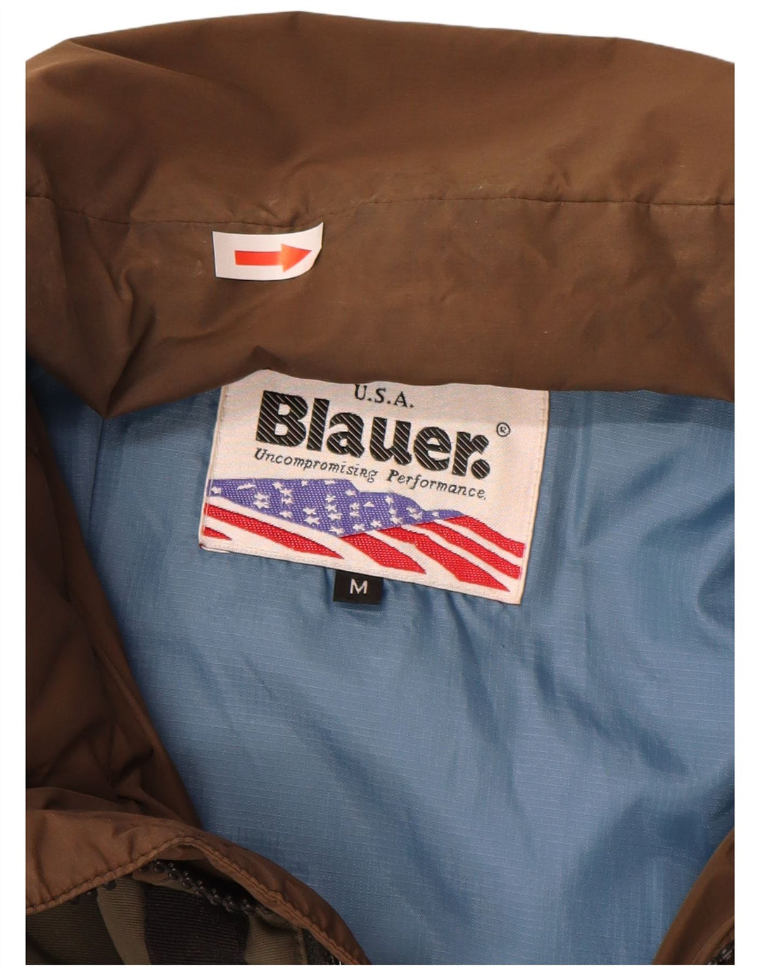 Jachetă căptușită cu grafică Blauer pentru bărbați UK 38, maro mediu, nailon color bloc