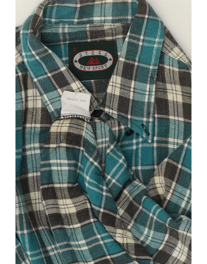 Cămașă de flanel vintage pentru bărbați, bumbac cu carouri albastre mici