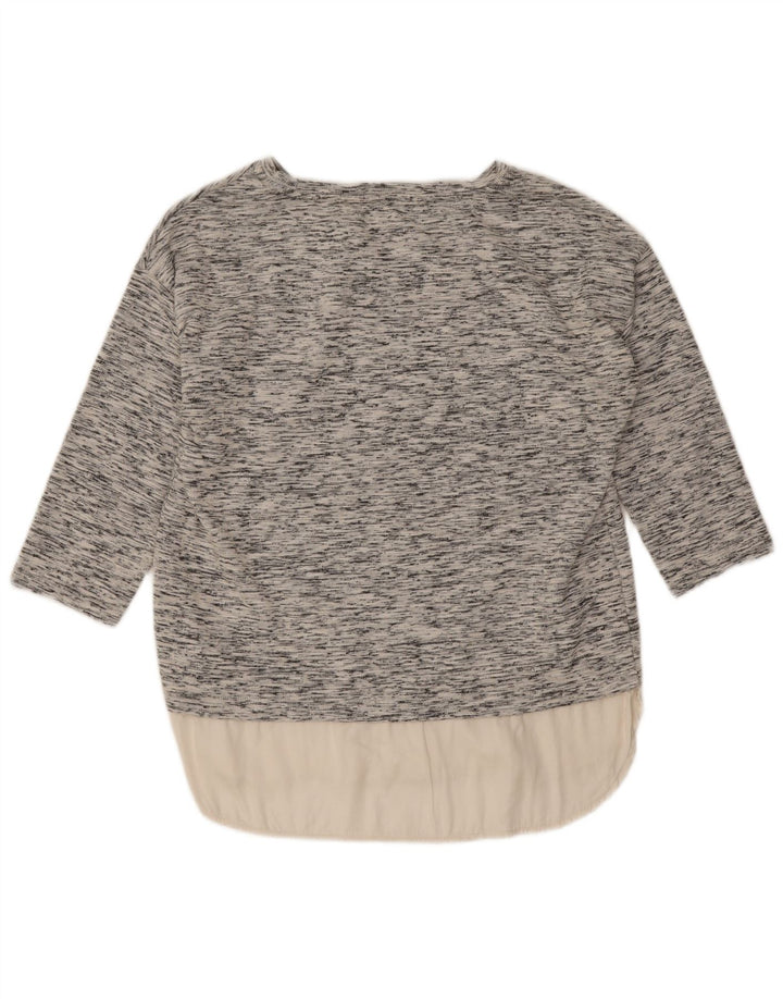 Marks & Spencer Top pentru femei cu mâneci 3/4 UK 14 mare, gri bumbac cu pete